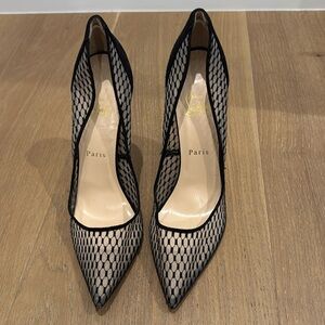 Christian Louboutin Follies Rosie Black Mesh Pumps No Box/No Bag